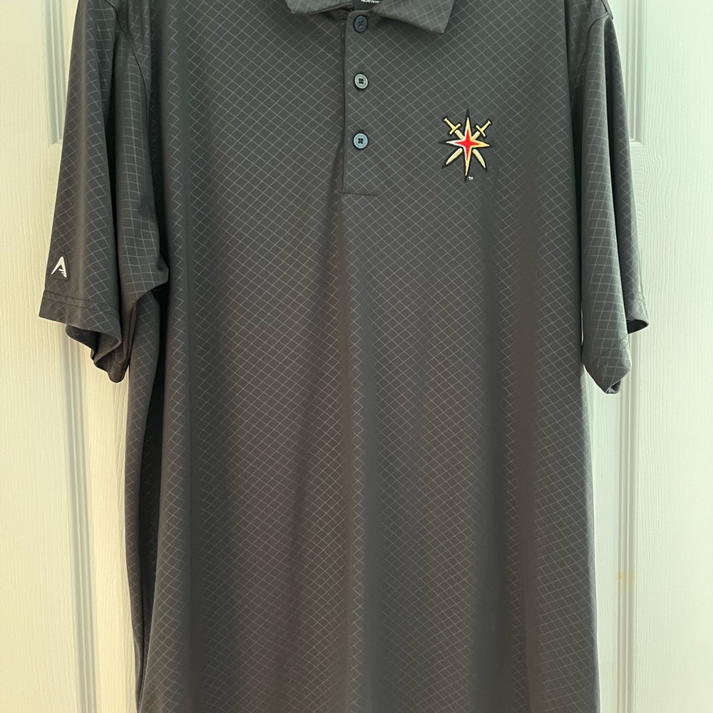 Antigua Charcoal Polo Shirt with Vegas golden knights Embroidered Logo